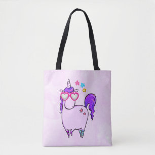Tote Bag Cute Unicorne dans les lunettes en forme de coeur