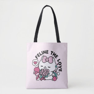 Tote Bag Cute Valentine's Cat Design - Feline the Love