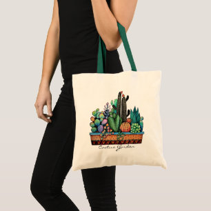 Tote Bag Cute Watercolor Cactus Garden