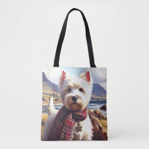 Tote Bag Cute West Highland Peinture de Terrier blanc