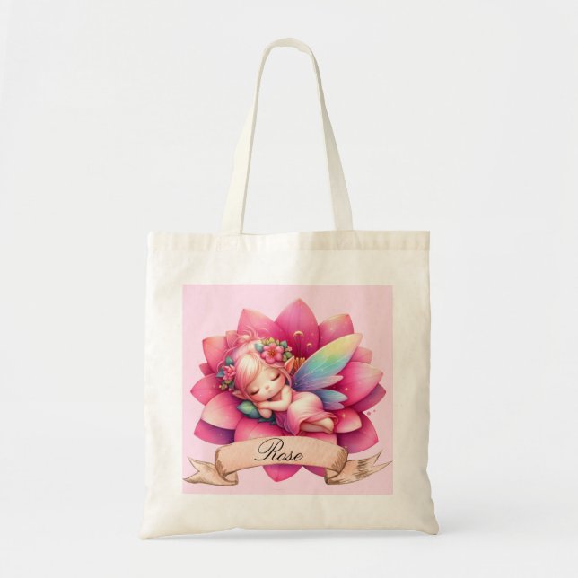 Tote Bag Cute Whimsical Floral Doux Rêves Dormir Fée (Devant)