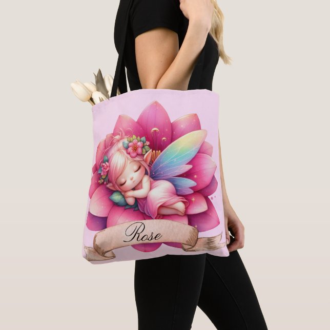 Tote Bag Cute Whimsical Floral Doux Rêves Dormir Fée (De près)