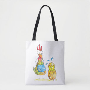 Tote Bag Cute Whimsical Mama poulet avec bébé