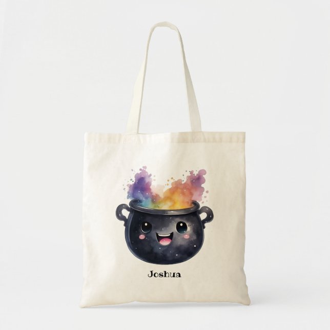 Tote Bag Cute Whimsical Witch's Cauldron Personnalisé (Devant)