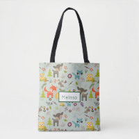 Cute Woodland Créatures Motif animal avec nom