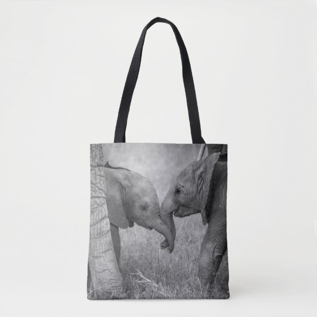 Tote Bag Cutest Baby Animals | Baby Elephants Greeting (Devant)