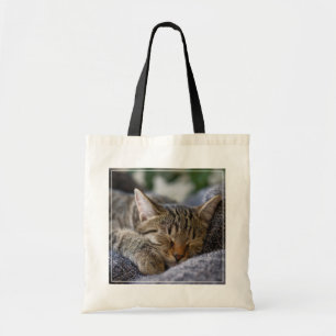 Tote Bag Cutest Baby Animals Tabby Kitten Sleeping