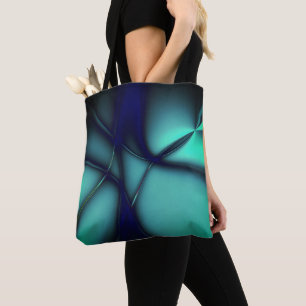 Tote Bag Cyan de menthe brûlée sous des lignes lumineuses r
