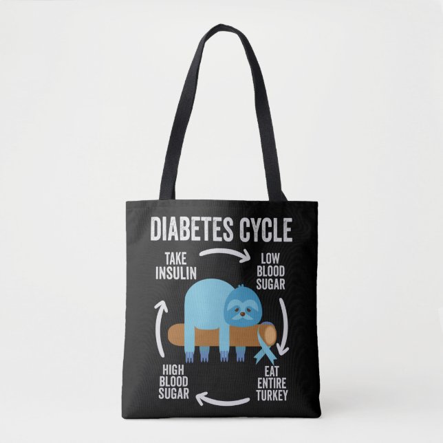 Tote Bag Cycle du diabète Funny Blue Sloth Ribbon Thanksgiv (Devant)