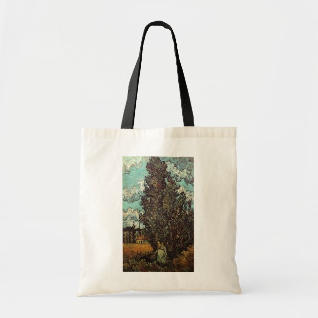 Tote Bag Cyprès et deux femmes par Vincent van Gogh (Devant)