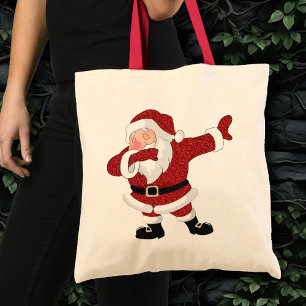Tote Bag Dabbing Red Santa Claus   Fun Holiday XMAS Humour
