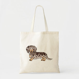 Tote Bag Dachshund à poil long chocolat et tan tacheté
