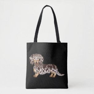 Tote Bag Dachshund à poil long chocolat et tan tacheté - No