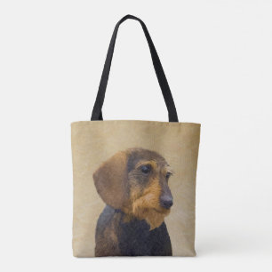 Tote Bag Dachshund (À poils durs) Peinture Dog Art original