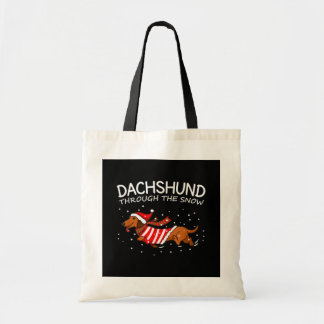 Tote Bag Dachshund à travers la neige drôle chien Noël