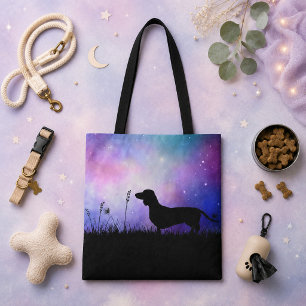 Tote Bag Dachshund au paysage lunaire au crépuscule Beau ch