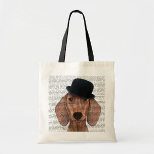 Tote Bag Dachshund avec Casquette Black Bowler