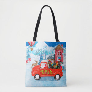 Tote Bag Dachshund Chien en livraison de Noël Camion Neige