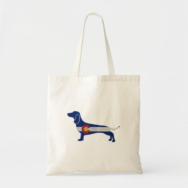 Tote Bag Dachshund Chien race Colorado Drapeau Silhouette (Devant)