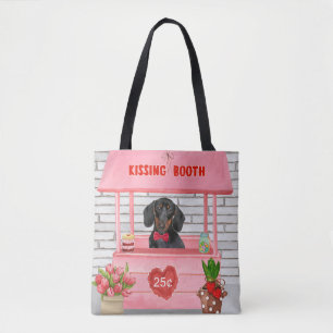 Tote Bag Dachshund Chien Valentine's Day Kissing Booth