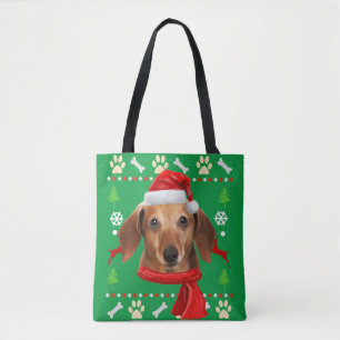 Tote Bag Dachshund Chien Vilain Noël