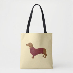 Tote Bag Dachshund Dans Le Chandail Rouge