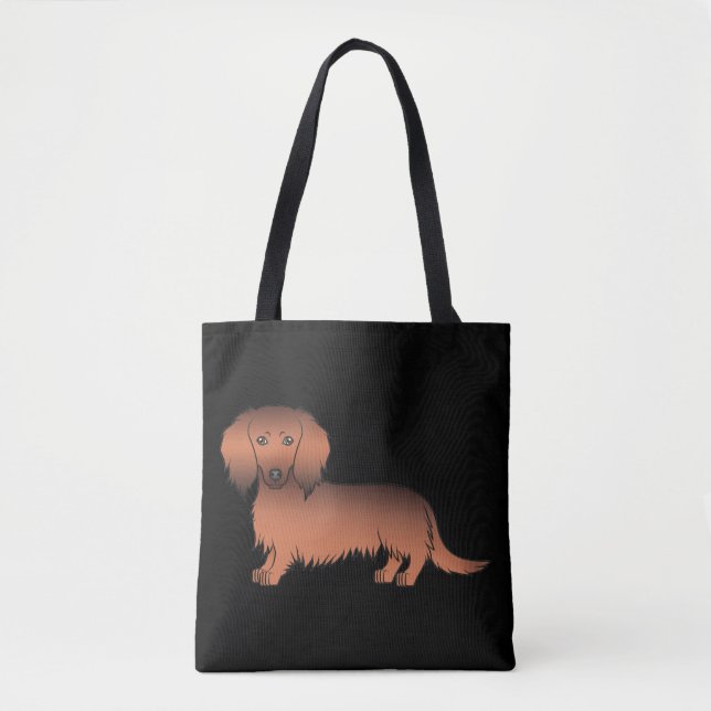 Tote Bag Dachshund de cheveux longs de taille rouge - Chien (Devant)