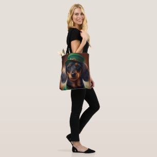 Tote Bag Dachshund Dog en tenue de la Saint Patrick
