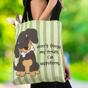 Tote Bag Dachshund Drôle N'oubliez Pas Mes Friandises Rayur