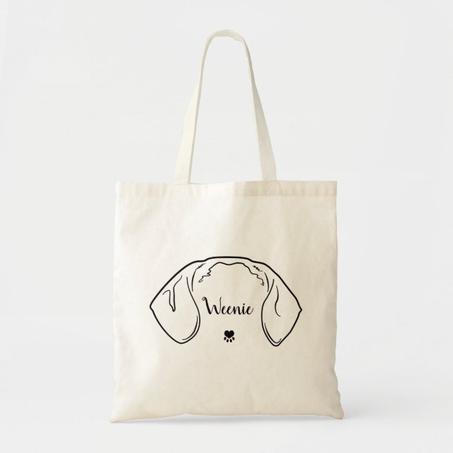 Tote Bag Dachshund Ears Line Dessin Illustration minimale (Devant)