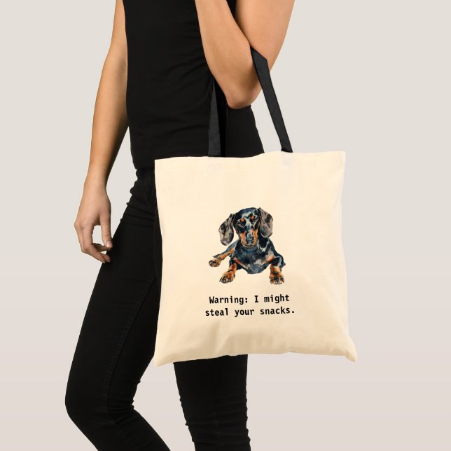 Tote Bag Dachshund Funny Avertissement : Je pourrais voler  (Devant (produit))