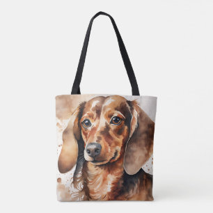 Tote Bag Dachshund marron
