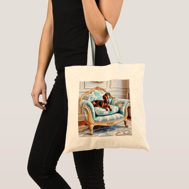 Tote Bag Dachshund mignon chien de saucisse sur fauteuil Mo (Devant (produit))