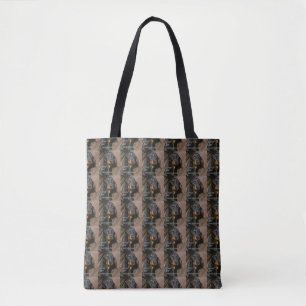 Tote Bag dachshund noir et l'amour tan avec pic