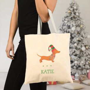 Tote Bag Dachshund saucisse cadeau amoureux des chiens Noël