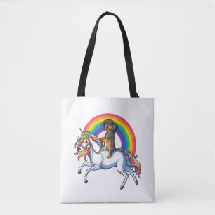 Tote Bag Dachshund Unicorn T-shirt Girls Space Galaxy Rainb