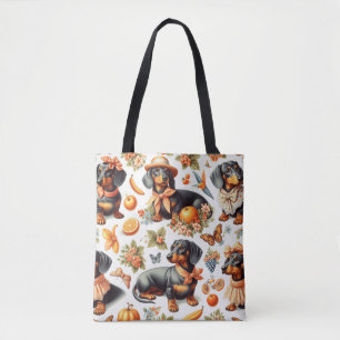 Tote Bag Dachshund vintage sans couture