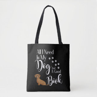 Tote Bag Dachshund Wiener Chien Doxie Lecteur de livre Love