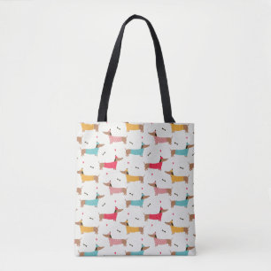 Tote Bag Dachshunds en Sweaters Motif de vacances