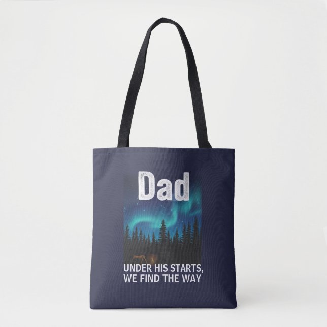 Tote Bag Dad Northern Lights Camping Customizable (Devant)