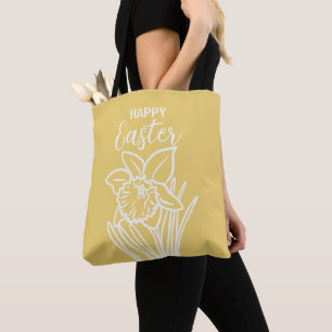 Tote Bag Daffodil Floral Joyeux Fêtes de Pâques