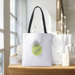 Tote Bag Dahlia Botanical Simple Minimal avec nom