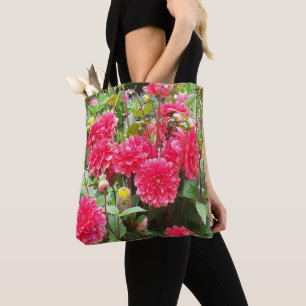 Tote Bag Dahlias roses profonds
