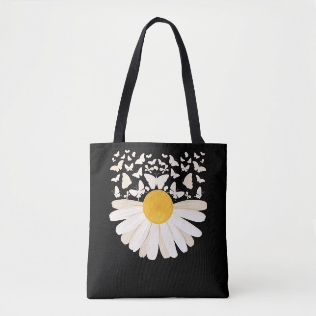 Tote Bag Daisy Butterflies Flower Women Cute Garden (Devant)