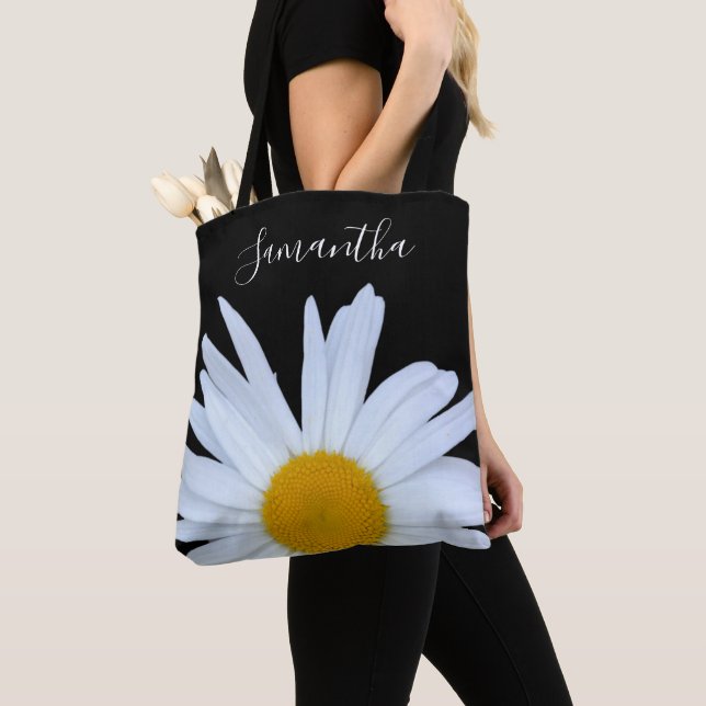 Tote Bag Daisy noir blanc Script (De près)