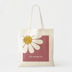 Tote Bag Daisy-white design floral personnalise le nom