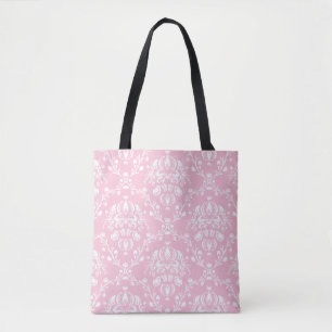 Tote Bag Damas rose et blanc