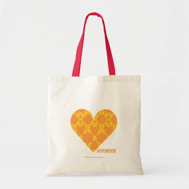 Tote Bag Damassé 2 jaune-orange (Devant)