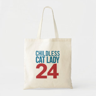 Tote Bag Dame de chat sans enfants votant élection 2024 Éta
