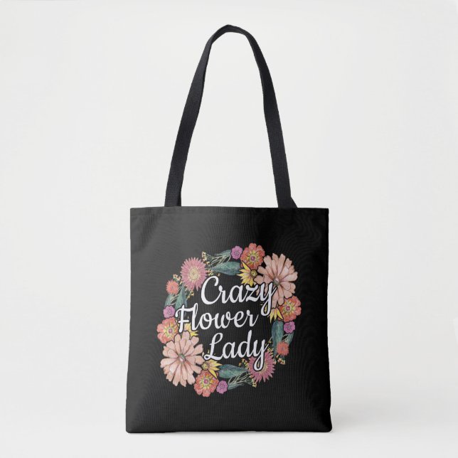 Tote Bag Dame des fleurs folles - Zinnia Gardener (Devant)